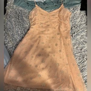 Altar’d state pink spaghetti strap baby doll dress with stars